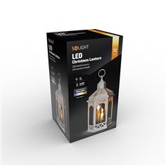 Solight LED vianočný lampáš biely, 33cm, 3x LED sviečka, 3x AAA