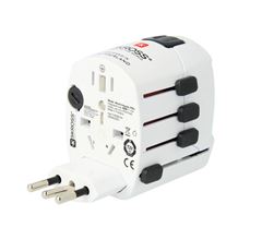 SKROSS cestovný adaptér PRO - World & USB, 6,3A max., uzemnený, vr. univerzálnej USB nabíjačky, pre cellý svet