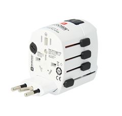 SKROSS cestovný adaptér PRO - World & USB, 6,3A max., uzemnený, vr. univerzálnej USB nabíjačky, pre cellý svet