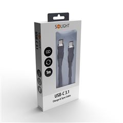 Solight USB-C 3.1 kábel, USB-C konektor - USB-C konektor, silikón, 1m