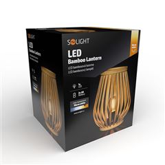 Solight bambusový lampáš s LED žiarovkou, teplá biela, 2x AA, 20cm