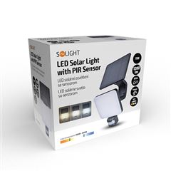 Solight LED solárne svetlo so senzorom, 11W, 1200lm, 3CCT, Li-Ion, čierna